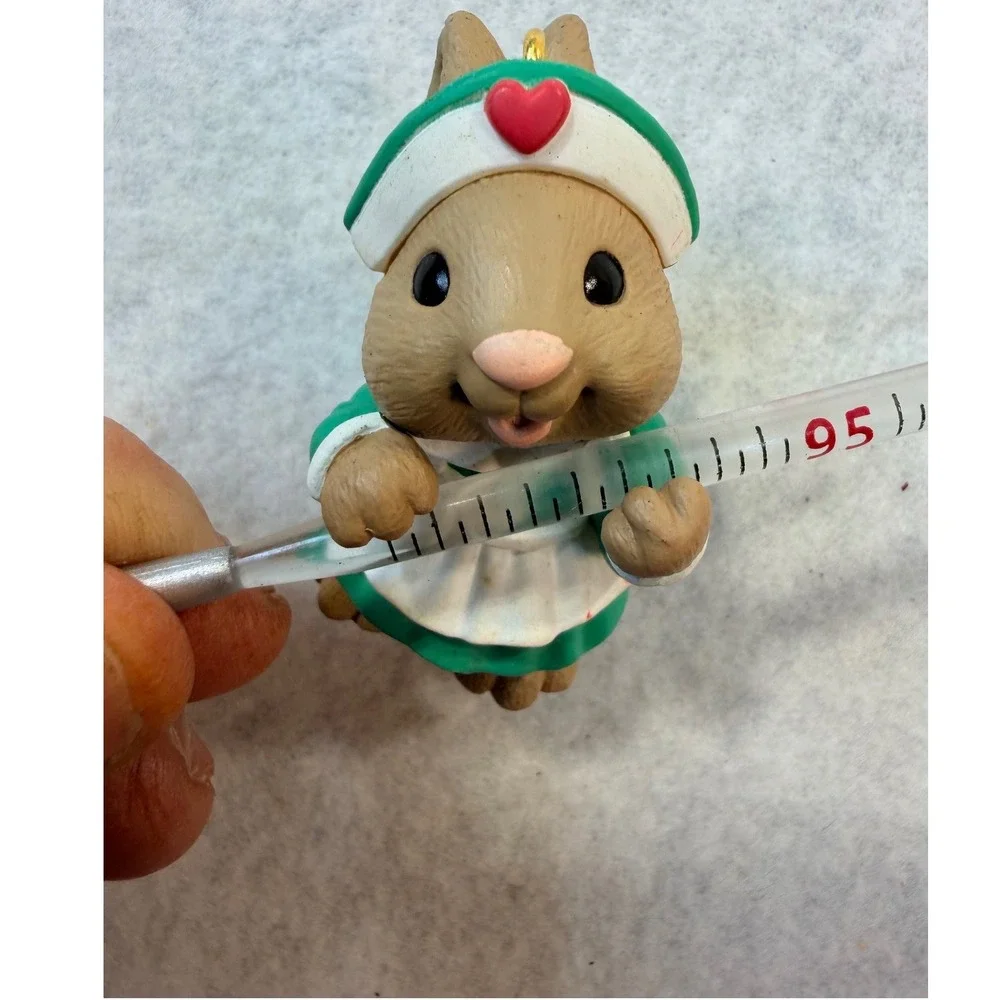 Hallmark Keepsake Ornament 1995 Christmas Fever Bunny Nurse Thermometer QX5967